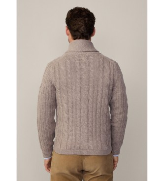 Hackett London Cardigan in lana merino beige