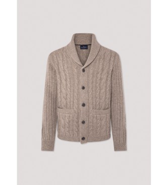 Hackett London Beige Strickjacke aus Merino