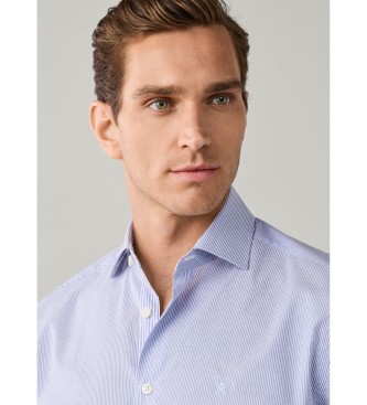 Hackett London camicia righe bengala bi-stretch fit tailored blu