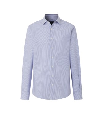 Hackett London camicia righe bengala bi-stretch fit tailored blu