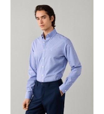 Hackett London camisa cuadros vichy bi-stretch fit tailored azul