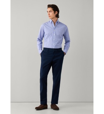 Hackett London camisa cuadros vichy bi-stretch fit tailored azul