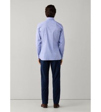Hackett London camisa cuadros vichy bi-stretch fit tailored azul