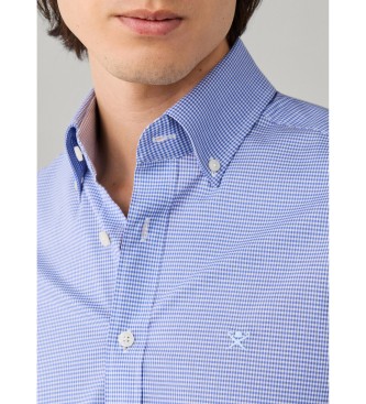 Hackett London camisa cuadros vichy bi-stretch fit tailored azul