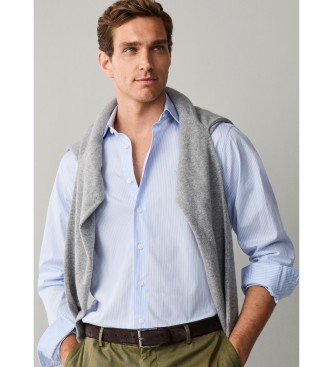 Hackett London Camisa City Awning Stripe azul claro