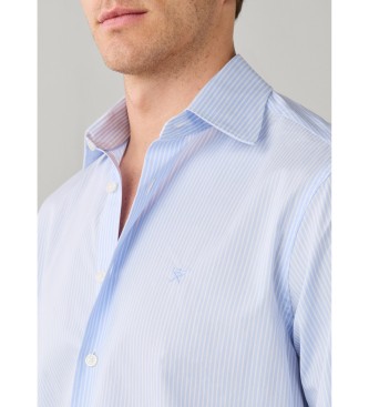 Hackett London Camisa City Awning Stripe azul claro