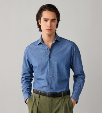 Hackett London Blue Clean Chambray Shirt