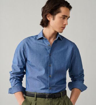 Hackett London Blue Clean Chambray Shirt