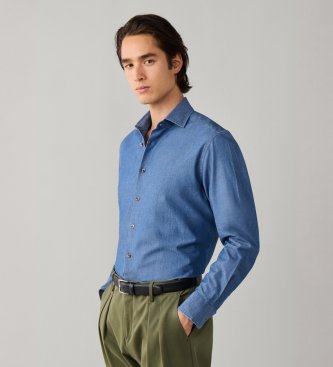 Hackett London Blue Clean Chambray Shirt