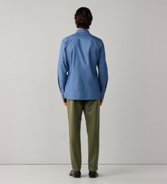 Hackett London Blue Clean Chambray Shirt