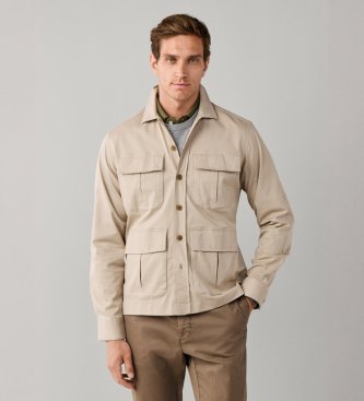 Hackett London Überhemd Schleier beige