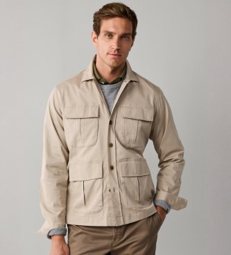 Hackett London Überhemd Schleier beige