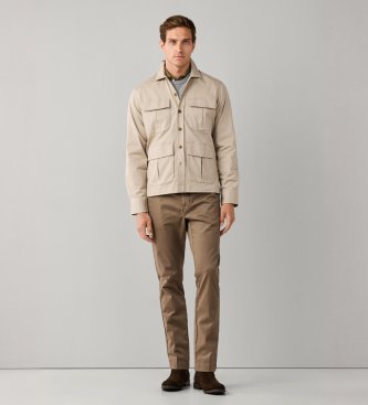 Hackett London Überhemd Schleier beige