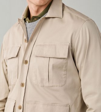 Hackett London Überhemd Schleier beige