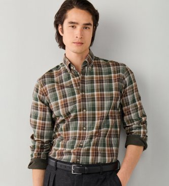 Hackett London Camicia Country Plaid Check verde oliva