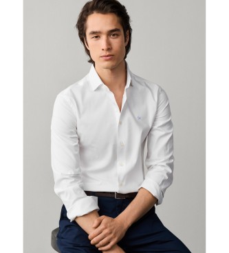 Hackett London camisa texturizada sólida fit tailored blanco