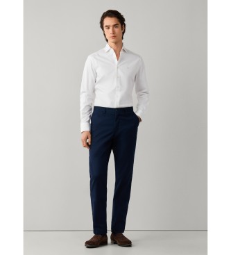 Hackett London camisa texturizada sólida fit tailored blanco
