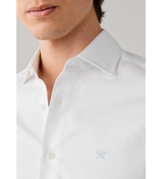Hackett London camisa texturizada sólida fit tailored blanco