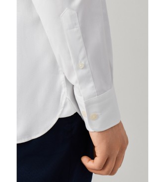 Hackett London camisa texturizada sólida fit tailored blanco