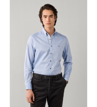 Hackett London Camisa Flannel Multi Trim azul claro
