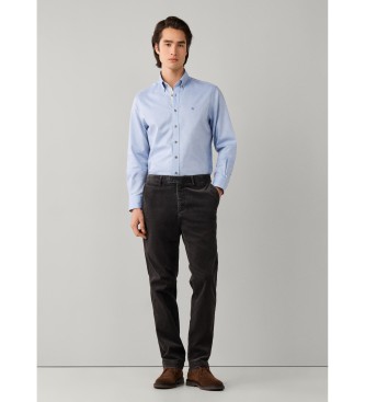 Hackett London Camisa Flannel Multi Trim azul claro