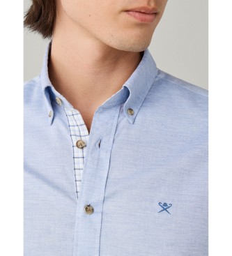 Hackett London Camisa Flannel Multi Trim azul claro