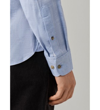 Hackett London Camisa Flannel Multi Trim azul claro