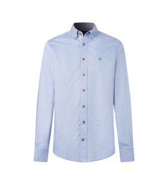 Hackett London Camisa Flannel Multi Trim azul claro