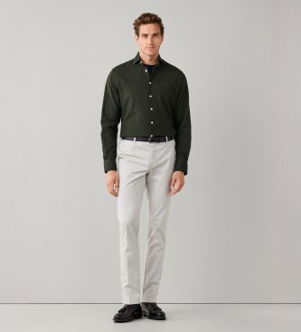 Hackett London Shirt in Garment-Dyed-Optik, Tailored Fit, grün