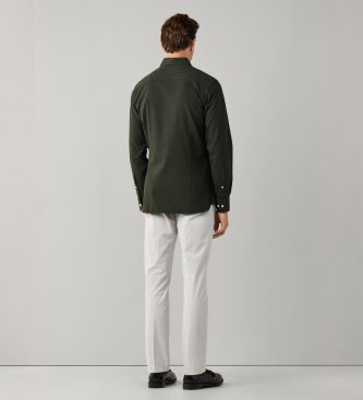 Hackett London Shirt in Garment-Dyed-Optik, Tailored Fit, grün