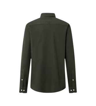 Hackett London Shirt in Garment-Dyed-Optik, Tailored Fit, grün
