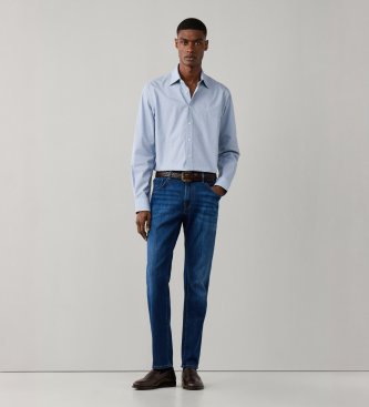 Hackett London Mini Geo Print Hemd blau