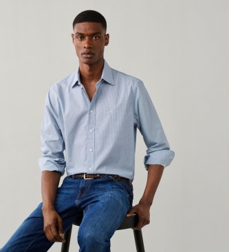 Hackett London Mini Geo Print Hemd blau
