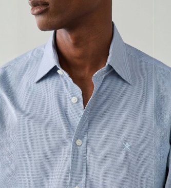 Hackett London Mini Geo Print Hemd blau