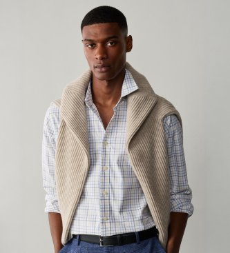 Hackett London Blaues Hemd Three Col Tattersall