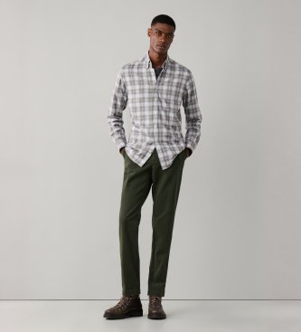 Hackett London Kariertes Flanellhemd in Tailored Fit, grau