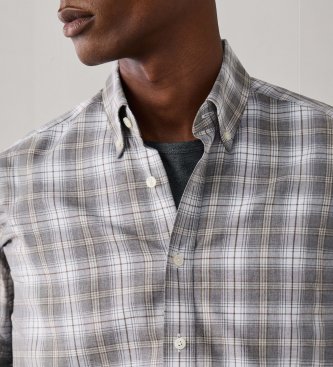 Hackett London Kariertes Flanellhemd in Tailored Fit, grau