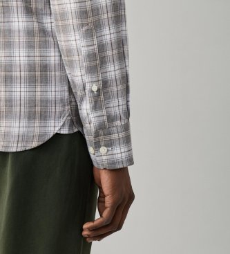 Hackett London Kariertes Flanellhemd in Tailored Fit, grau