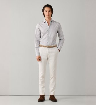 Hackett London Gestreiftes Hemd dreifarbig Classic Fit grau