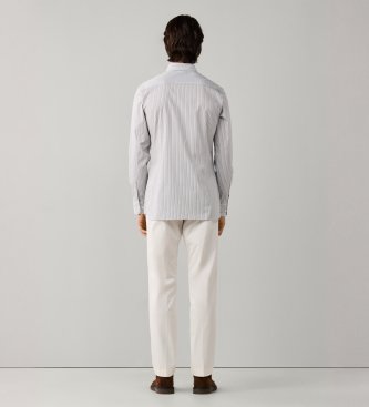 Hackett London Gestreiftes Hemd dreifarbig Classic Fit grau