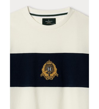 Hackett London T-shirt con pannello a stemma, color bianco sporco