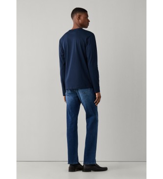 Hackett London Maglietta a maniche lunghe Pima blu marino