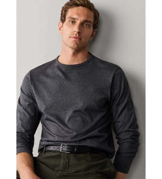 Hackett London Maglietta a maniche lunghe Pima grigia
