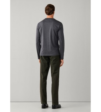 Hackett London Maglietta a maniche lunghe Pima grigia