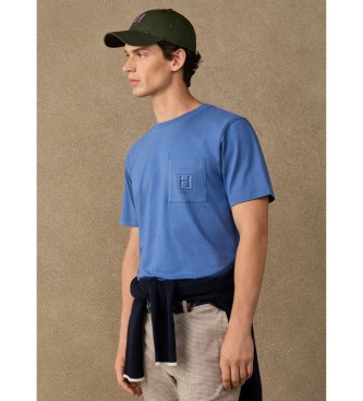 Hackett London T-shirt blu con tasca H