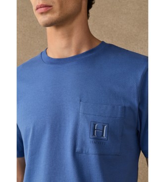 Hackett London T-shirt blu con tasca H