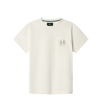 Hackett London Camiseta H Pocket gebrochenes Weiß
