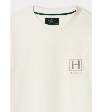 Hackett London Camiseta H Pocket gebrochenes Weiß