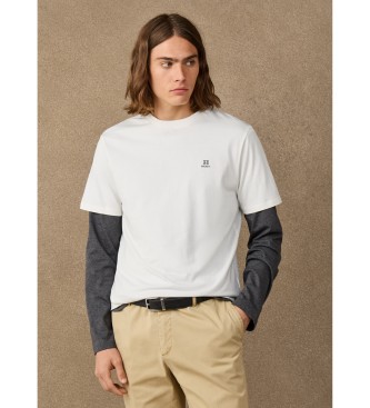 Hackett London T-shirt con piccolo logo H, color bianco sporco
