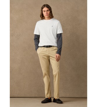 Hackett London T-shirt con piccolo logo H, color bianco sporco